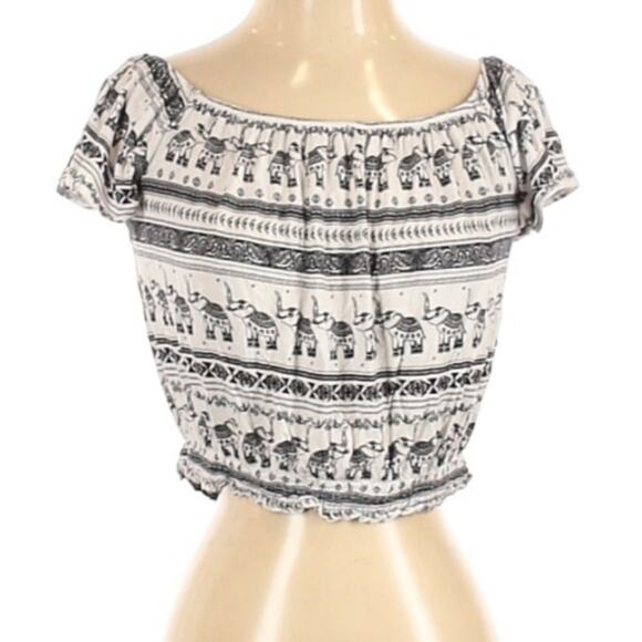 H&M Loves Coachella Boho Elephant Crop Top Shirt - Picture 7 of 8